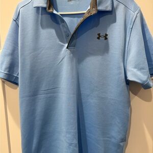 Under Armour Men's Light Blue Polo with Gray Accents